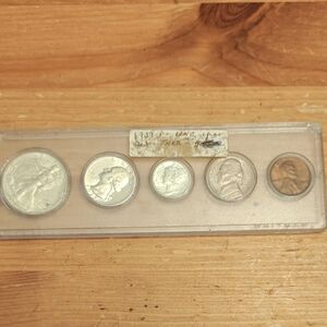 Vintage U.S. Coin Set in Clear Display - Silver and Copper Tones